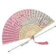 thumbnail image 3 of AQITTI Folding Fan Chinese Fan Hand Fans for Women Foldable Silk Foldable Fan Hollowed Fringe Hand Fan Foldable Paper Fans for Wedding Dancing Party Home Suitable for Home, Office, Party, 3 of 4