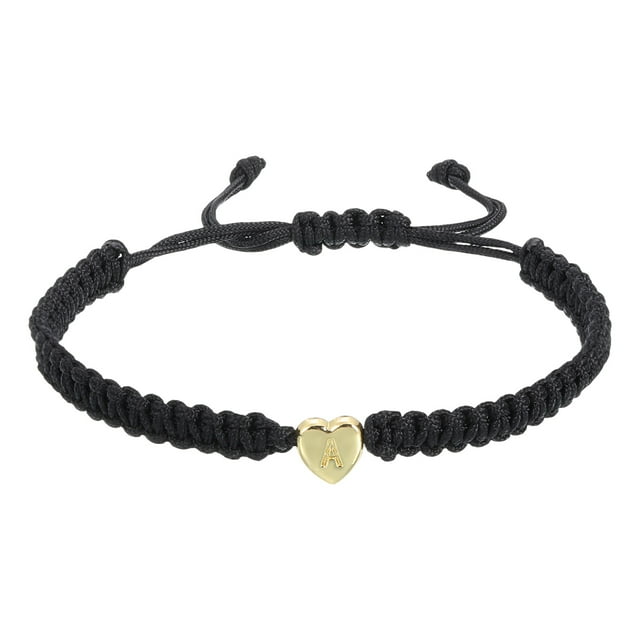 Pulseras Iniciales Uxcell para Mujeres y Hombres, Pulseras de Cuerda Trenzada Ajustables con Letra del Alfabeto A y Encanto de Corazón para Regalos de Cumpleaños de Amistad de Graduación