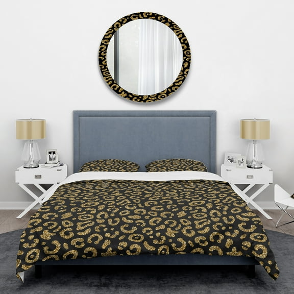 Designart 'Golden Leopard Fur' Mid-Century Modern Duvet Cover Set