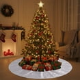 thumbnail image 5 of Sequins Christmas Tree Skirt, Holiday Tree Skirt Decor, Round Non Slip Xmas Tree Skirt Mat, Polyester Sparkling Christmas Floor Carpet Runner Rug, 5 of 7