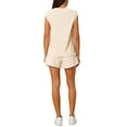thumbnail image 3 of Conjunto de 2 piezas INSPIRE CHIC para mujer, set de punto elástico con top sin mangas y pantalones cortos, conjuntos de lounge M color albaricoque, 3 of 6