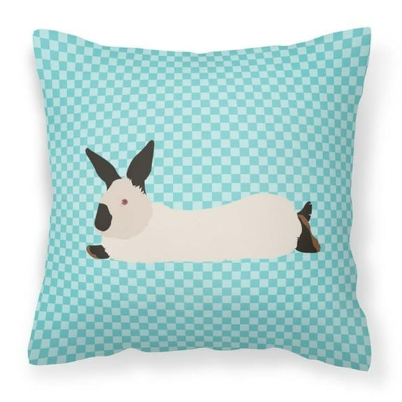 Carolines Treasures BB8141PW1414 California White Rabbit Blue Check Fabric Decorative Pillow, 14 x 14 in.