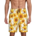 thumbnail image 3 of Lsque White Marble Pattern Sunflower Mens Sleep Pajama Shorts,Short Pajama Pants, Cotton Ultra-Soft Knit-3X-Large, 3 of 9
