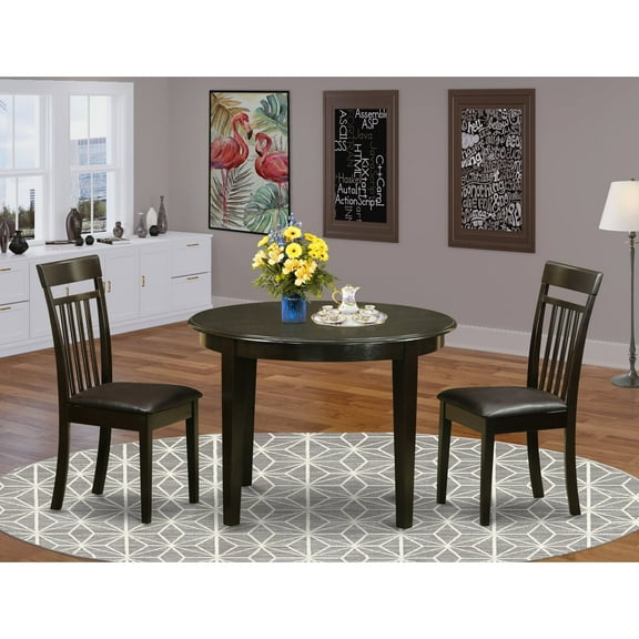 East West Furniture Boston 3-piece Small Kitchen Table Set in Cappuccino