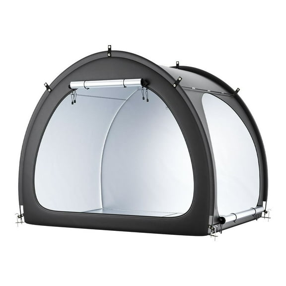 CAFORKP Outdoor Bike Shelter Tent, Fan-Shaped with Double Doors, Holds 4-5 Bikes, Weatherproof