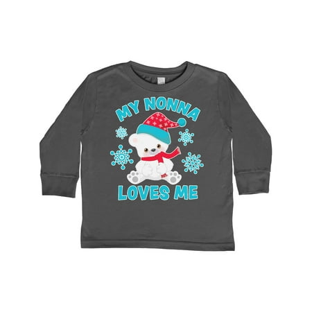 

Inktastic Polar Bear My Nonna Loves Me in Santa Hat with Snowflakes Gift Toddler Boy or Toddler Girl Long Sleeve T-Shirt