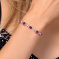thumbnail image 4 of Gem Stone King 925 Sterling Silver Red Created Ruby Bracelet for Women | 4.25 Cttw | Oval 7X5MM | Bollo Bracelet | Fully Adjustable up to 9 inch | Easy-On Easy-Off, 4 of 6