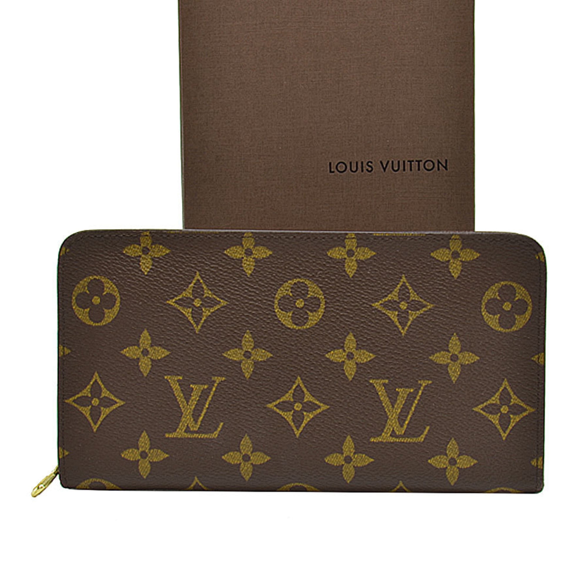 Authenticated Used Louis Vuitton Long Wallet Monogram Portumone Zip Brown  Canvas Round Zipper Women's Men's M61727 