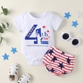 thumbnail image 2 of Mercatoo Baby Boys Girls Clothes Set Short Sleeve Independence Day Letter Printed Romper Bodysuits Shorts Outfits, 2 of 8