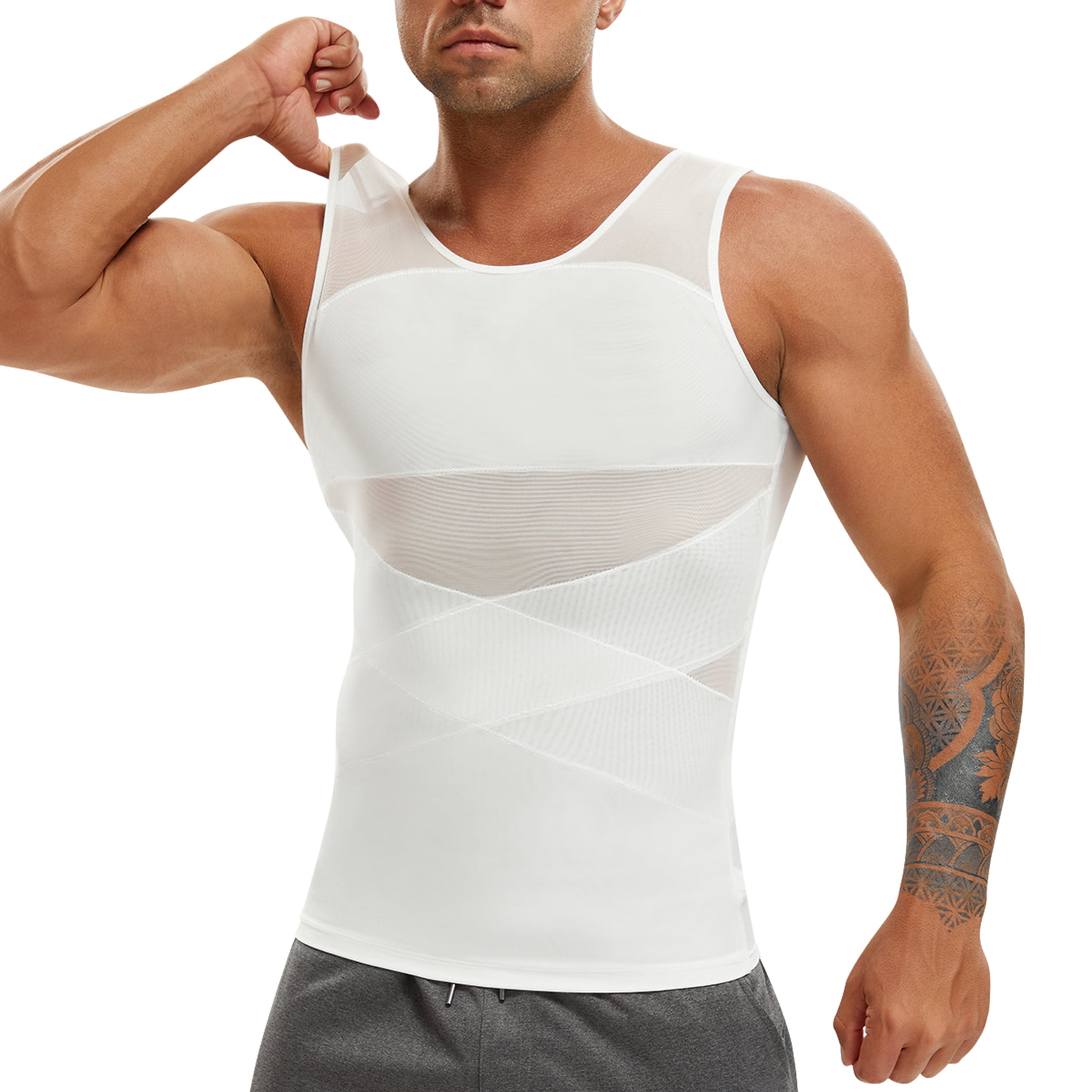Eleady Men's compression vest Sleeveless Undershirt Tank Top Tummy Control Shapewear for Men Mens Shirt Slimming Body Shaper Vest (White Small) Walmart.com