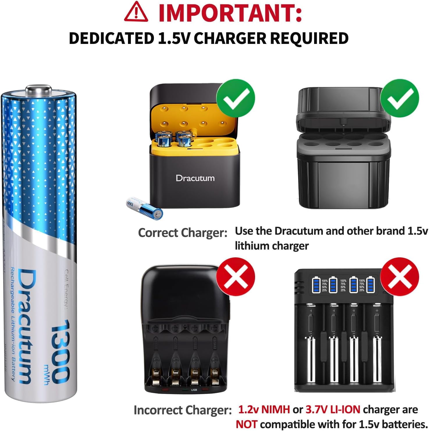 Rechargeable AAA Batteries 8 Pack, 1300mWh High Capacity 1.5V Lithium Batteries, 2000+ Cycles Long-Lasting Triple