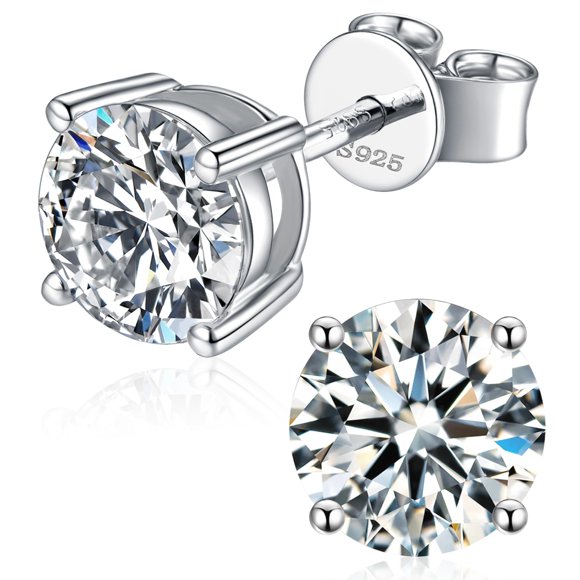 Pendientes de tuerca Boya Moissanite de plata de ley 925 de 1 quilate x 2