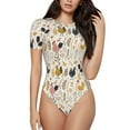 thumbnail image 2 of Goofa Cartoon Chickens Printed Women Rash Guard Short Sleeve,Tummy control Swimsuit Surfing Swimsuit Bathing Suit One Piece Swimsuit UPF 50-Medium, 2 of 9