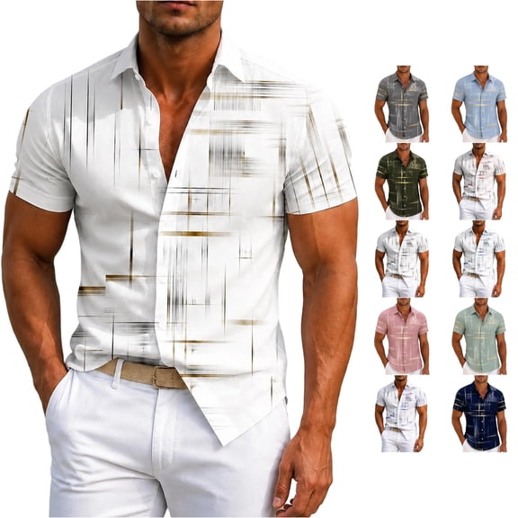 Men's T Shirts Heavyweight T-Shirts for Men Short Sleeve Button Down Men Clothing