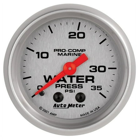 Auto Meter 200772-33 - Marine 2.06" Silver In-Dash Mount Mechanical Water Pressure Gauge