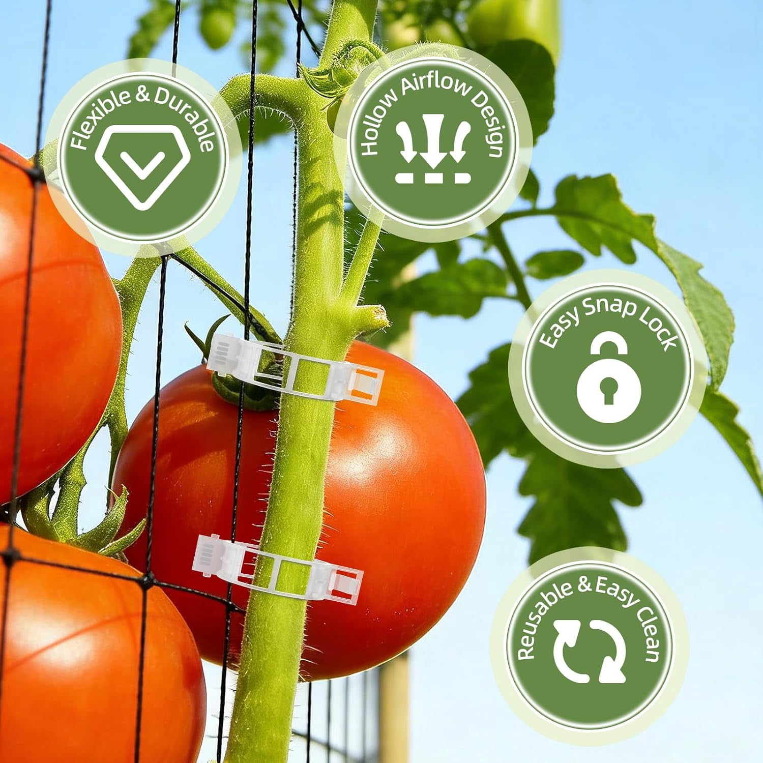 1000Pcs Tomato Clips, Plant Clips Plastic Trellis Clips Garden Plant Clips for Tomatoes, Cucumbers, Vines, Reusable Garden Clips to Make Plants Grow Upright, Indoor Outdoor Gardening Supplies