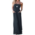 thumbnail image 2 of Summer Strapless Off the Shoulder Solid Color Women Long Party Maxi Dress with Pocket, 2 of 3