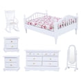 thumbnail image 1 of Juego de 6 muebles de dormitorio en miniatura de madera blanca para casa de muñecas, escala 1:12, 1 of 9