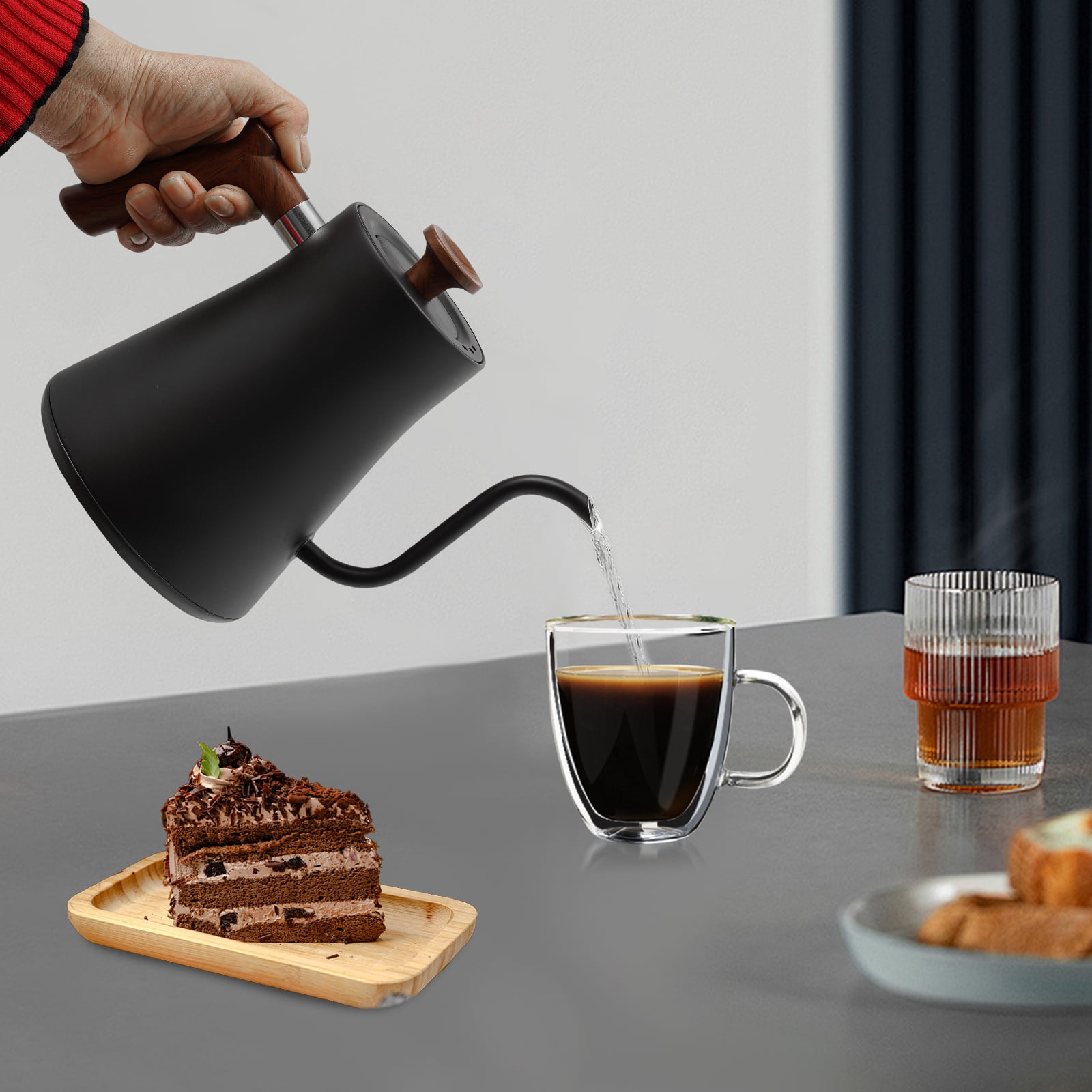 Electric Gooseneck Kettle, 0.9L 1200W 304 Stainless Steel, ±1°F Precise Temp Control (104-212°F), 24H Keep Warm, Ideal for Coffee/Tea Brewing, Home & Coffee Shops