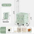 thumbnail image 3 of VECELO Large Foldable Utility Cart, Portable Rolling Crate Handcart with Adjustable Handle, Shopping Trolley Collapsible Tool Box with Lid & Wheels, Green, 3 of 7