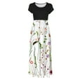 thumbnail image 4 of QUYUON Boho Maxi Dress for Women Summer Crew Neck Short Sleeve T-Shirt Maxi Long Dresses Floral Printed Pleated A-Line Dress T Shirt Sundress Loose Casual Flowy Sun Dress Multicolor_B S, 4 of 5