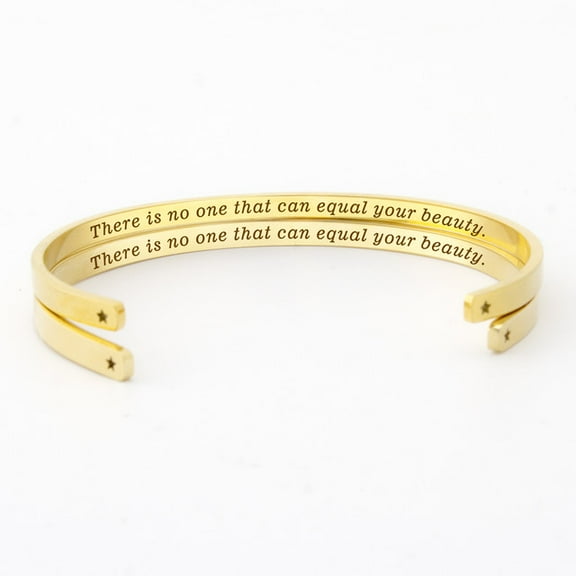 "There is no one…" Gold Stainless Steel Mother & Daughter Hidden Message Cuff Bracelets Match Mother's Day Gift for Mom Her Gift Set