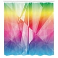 thumbnail image 3 of Glitch Shower Curtain, Geometric Lines Mosaic Rainbow Abstract Shape, Fabric Bathroom Set with Hooks, 69W X 75L Inches Long, Apple Green Dark Ceil Blue Deep Sky Blue Mustard, by Ambesonne, 3 of 3