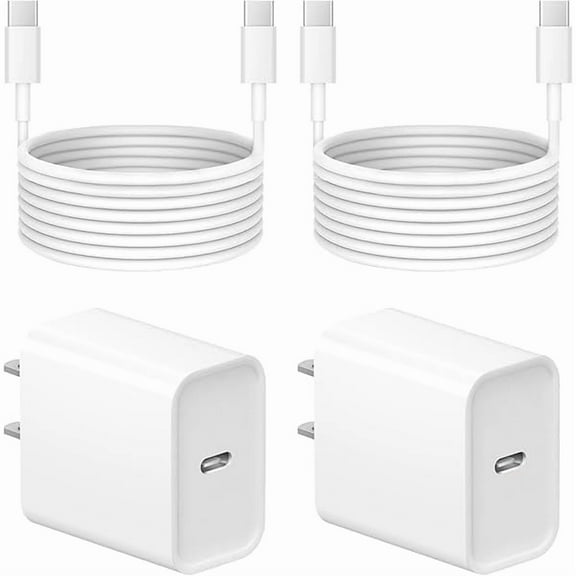 iPhone 16 15 Charger Fast Charging - 2 Pack 20W USB C Wall Charger Block with 6Ft Type C Cable Compatible with iPhone 16/16 Pro/16 Pro Max/16e, iPhone 15, iPad Pro, Air 5/4, 10th（White）