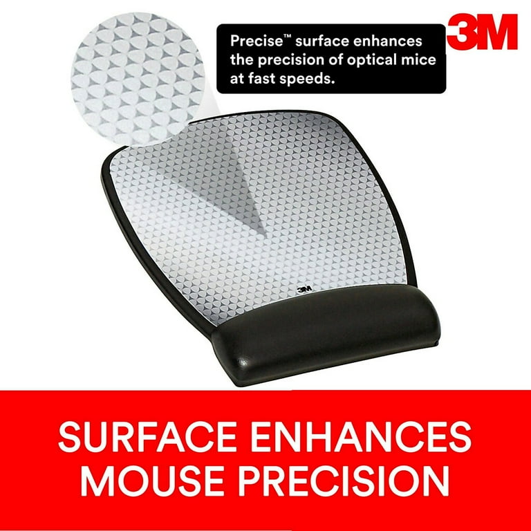 3M Precise Leatherette Mouse Pad w Standard Wrist Rest 6 3 4 x 8 3 5 Black