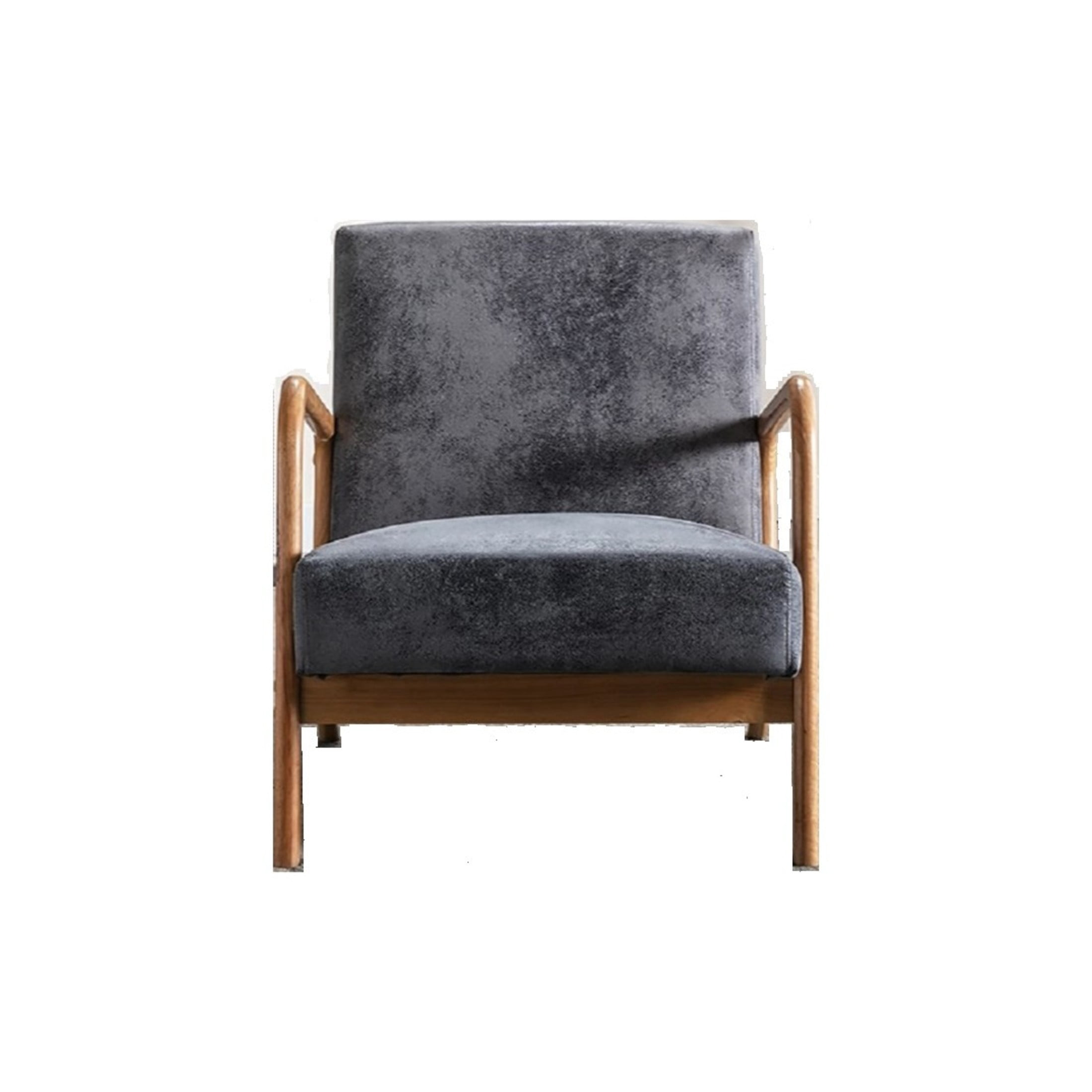 GDF Studio 32.7" Mid-Century Modern Accent Chair with Open Wood Frame, Microfiber Upholstery, Light Gray