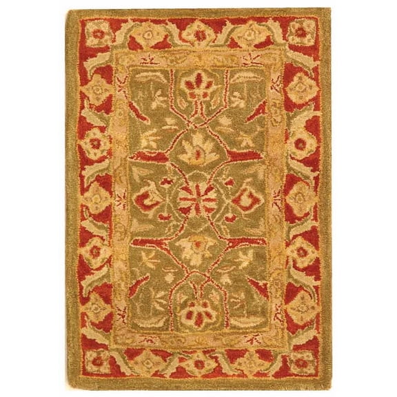 SAFAVIEH Anatolia Tony Traditional Wool Area Rug, Green/Red, 2' x 3'