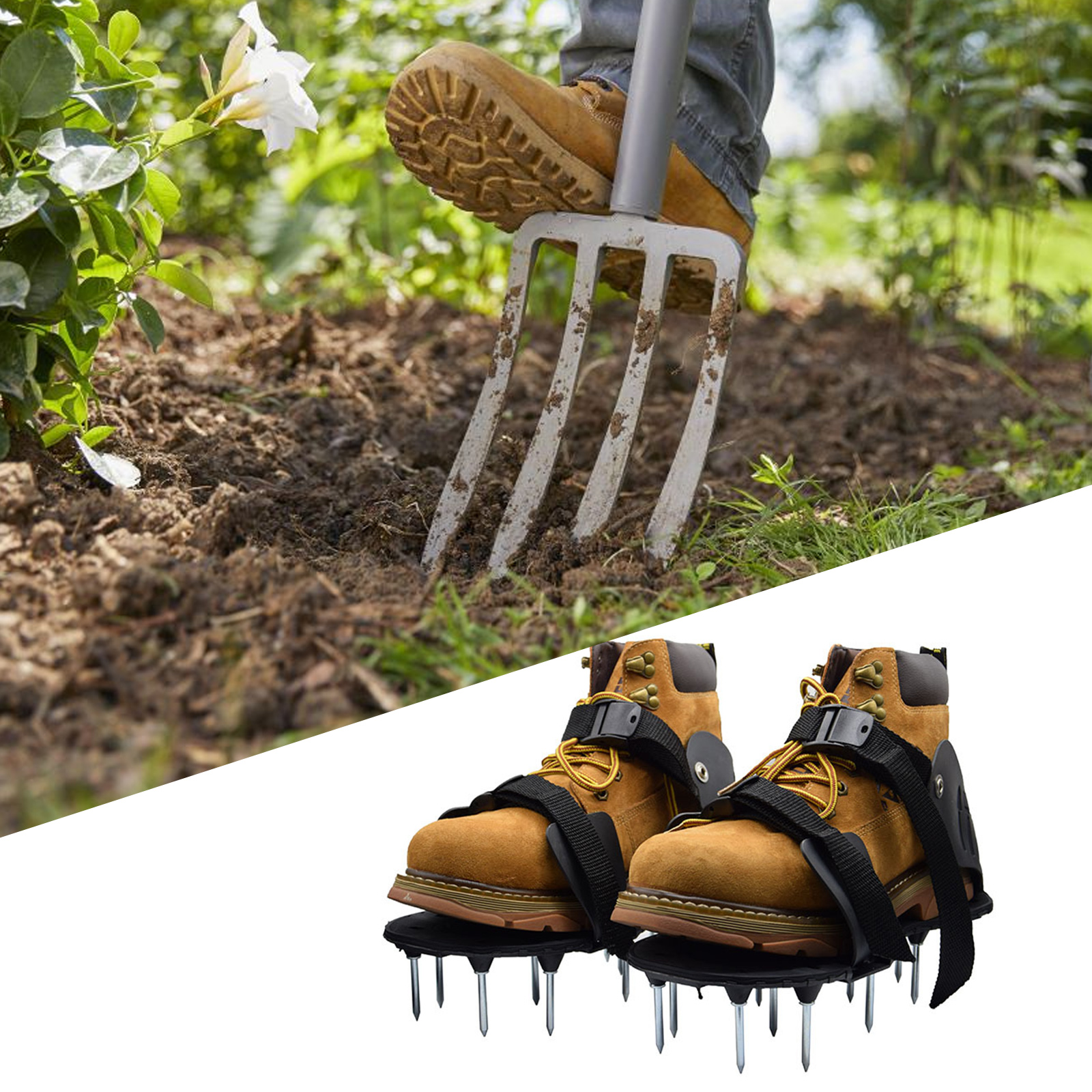 Ergonomic Garden Aerator Shoes Featuring Puncture-Resistant Nails & Inflatable For Long-Lasting Comfort 1pr