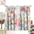 thumbnail image 3 of Watercolor Flower Curtains Romantic Pink Floral Pattern Blackout Print Rod Pocket Window Drapes for Bedroom Living Room 42x63in, 3 of 6