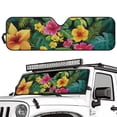thumbnail image 2 of Yuyamidu Tropical Hibiscus Windshield Sun Shade for 1997-2018 Jeep Wrangler TJ JK JKU, Palm Leaves Sunshades Heat Shield, 2 of 7