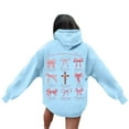 thumbnail image 4 of Women's Graphic Word Hooded Sweatshirt Preppy Style Long Sleeve Casual Pullover Top, 4 of 7