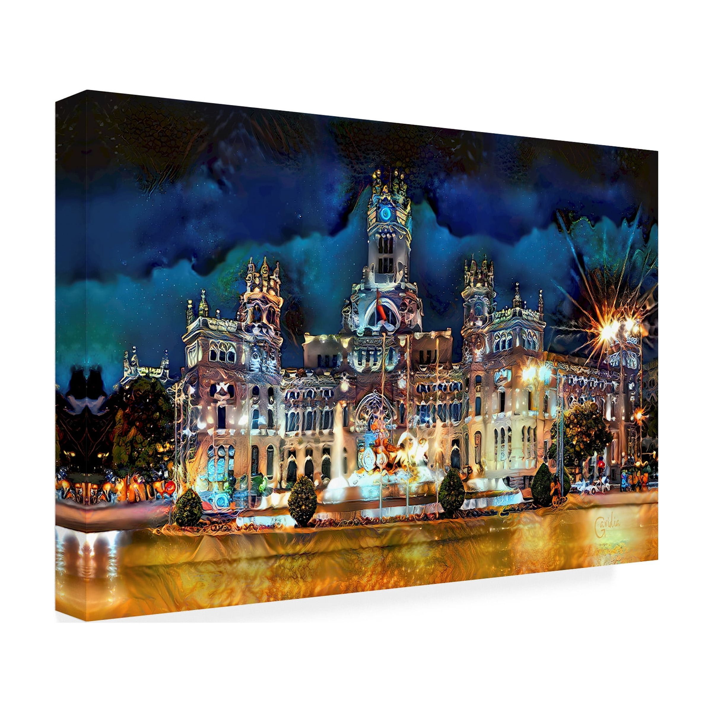 Canvas Wall Art - Pedro Gavidia 'Madrid Spain Cibeles Palace' Wall Art for Living Room, Bedroom, or Office Décor by Trademark Fine Art - 24 x 16 Inches