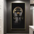 thumbnail image 2 of Arte africano Mujer negra con tocado dorado Cuadros sobre lienzo Arte de pared Pósteres de niña africana Láminas Arte de pared 60x80cm Sin marco, 2 of 5