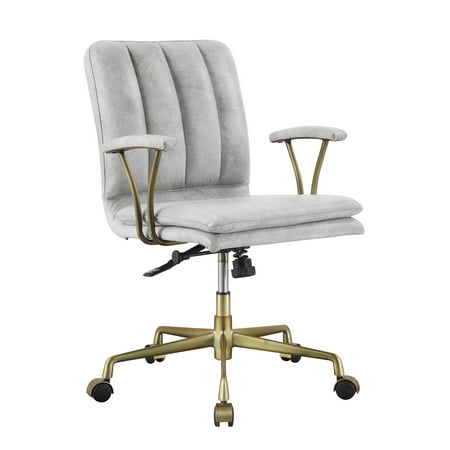 UPC: 0840412221422 | Acme Damir Office Chair in Vintage White Top Grain Leather & Chrome