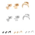thumbnail image 4 of 3PCS/Set Women Star Moon Heart Punk rhinestone Shape Earrings Girl Evening Party Prom Ear Rings Punk Rhinestone Ear Studs, 4 of 8
