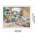 thumbnail image 2 of Hilo de bordar de algodón ecológico completo, Kit de punto de cruz con estampado de Villa de 14CT, Art49x38cm, 2 of 9