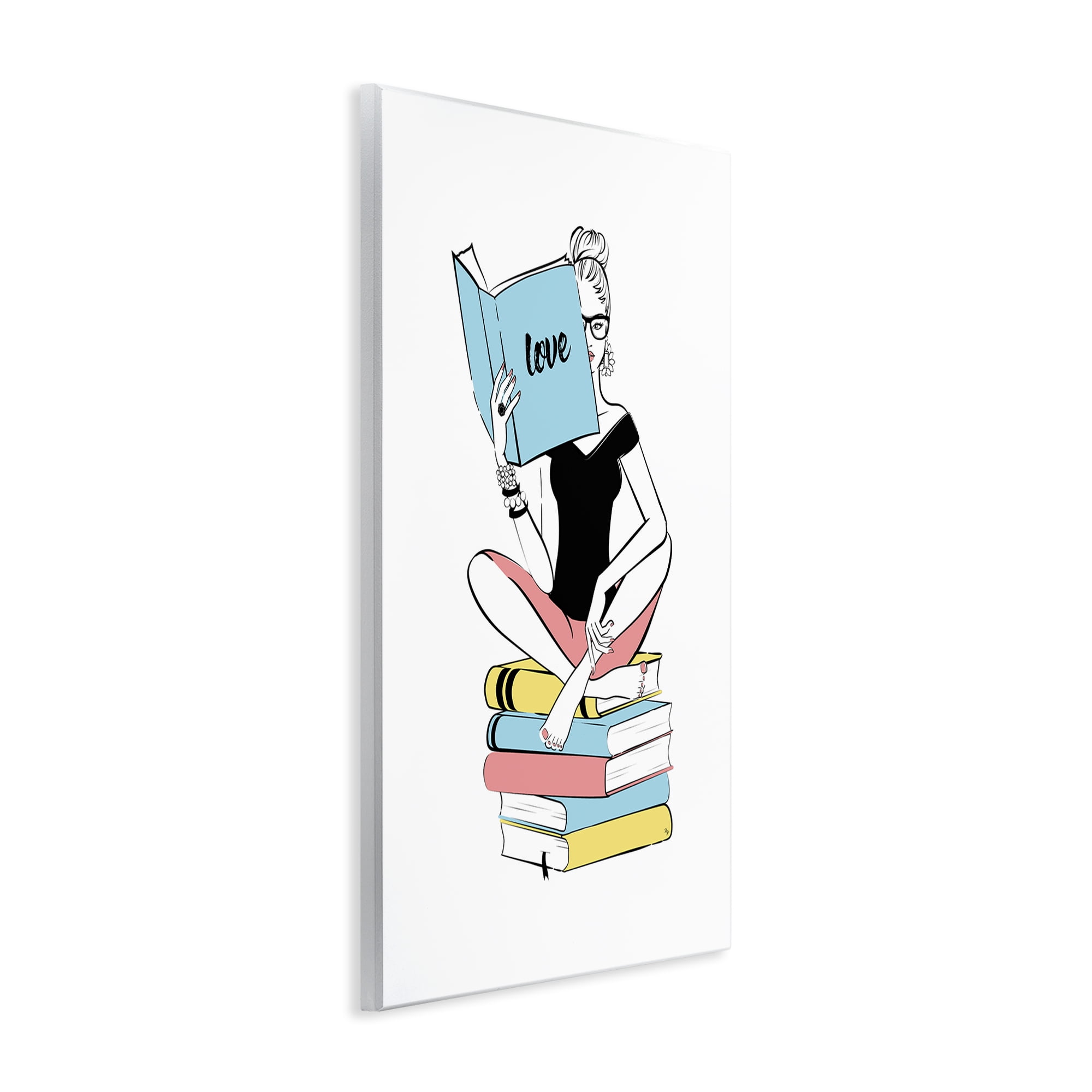 Stupell Industries Book Love Girl Novelty Painting Unframed Art Print Wall Art, 10 x 15