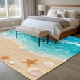 thumbnail image 5 of Summer Beach Washable Living Room Rugs 6'x9', Teal Blue Ocean Waves Beige Sand Starfish Shells Low Pile Throw Large Area Rug Non-Slip Sturdy Edge Binding Carpet for Dining Room Kitchen Office, 5 of 9