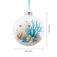 thumbnail image 2 of 3D Ocean Theme Christmas Ornament with Battery-Operated Led Light and Coral Seashell Micro-Landscape, Single Piece, Light Blue and White Clear Glass Ball, for Christmas Tree Or, 2 of 3