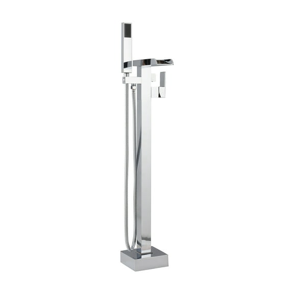 Dima 1-Handle Freestanding Waterfall Tub Faucet with Handshower in Chrome