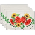 thumbnail image 1 of Summer Watermelon Placemat Set of 4，Sunflowers Table Mats Non Slip Heat-Resistant Washable Table Place Mats for Kitchen Dining Table Home Decoration 12 x 18 Inch, 1 of 6