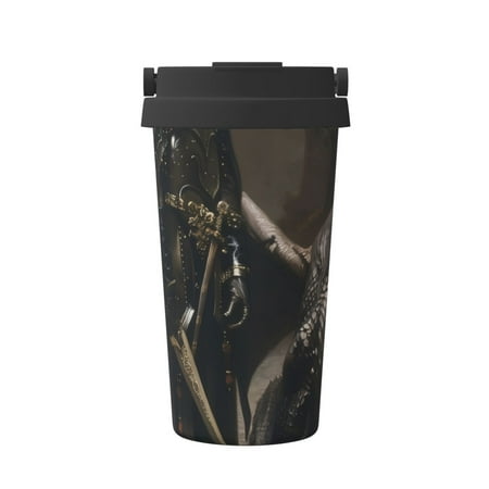 

Pofeuu Medieval Knight And Dragon Print Coffee Mug Iced Coffee Tumbler Cup Double Wall Vacuum Leak-Proof Thermos Mug CoffeeThermos Travel Mug