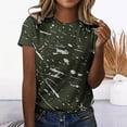 thumbnail image 2 of Odeerbi Summer 2025 Casual Elegant Tops for Women Printed Round Neck Short Sleeve T-Shirt Blouse Pullover Green, 2 of 4