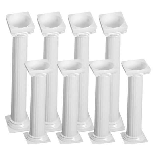 8 soportes de columna romana para tartas, modelo vintage de pilar romano, soporte para tartas de boda, varillas de plástico blancas para tartas, decoraciones de fiesta con forma de columna griega