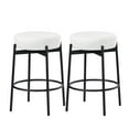 thumbnail image 6 of Ktaxon 24" Backless Bar Stools Set of 2, Modern Swivel Barstools with Footrest, Teddy Fleece Padded Counter Height Barstool Chairs 2 pcs, White, 6 of 7