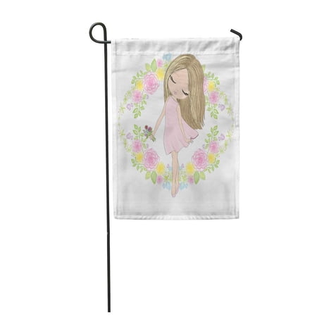 KDAGR Pink Baby Cute Little Girl in Blooming Garden Beautiful Garden Flag Decorative Flag House Banner 28x40 inch